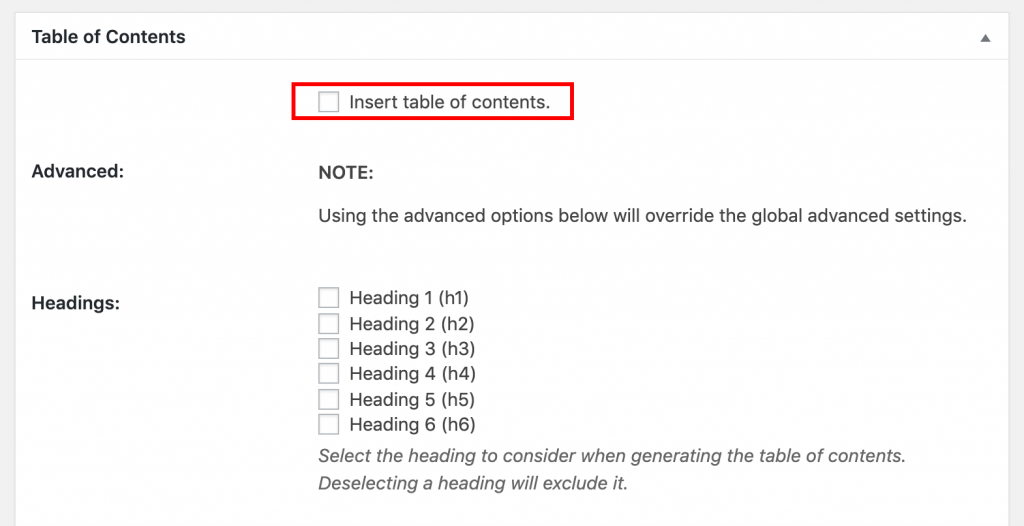 Easy Table of Contents